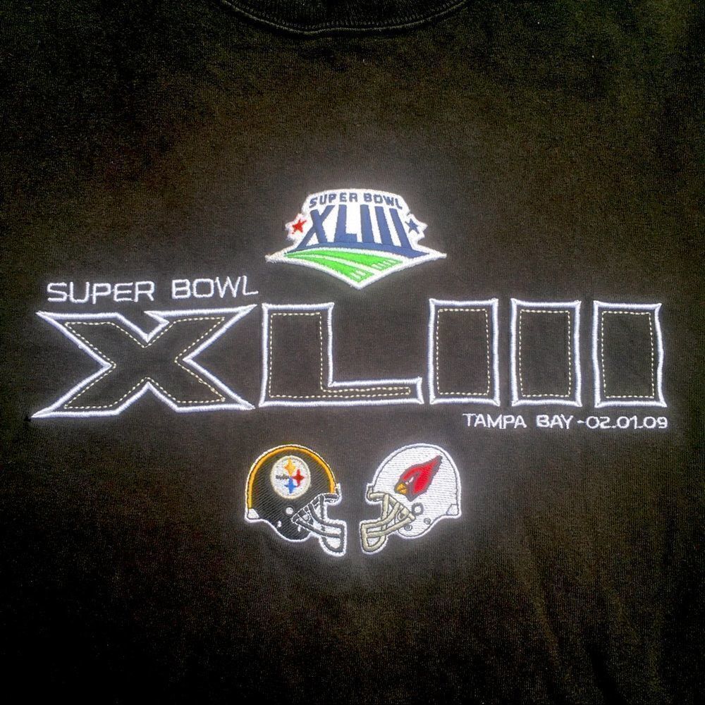 Vintage Embroidered Super Bowl T shirt Cardinals vs Steelers
